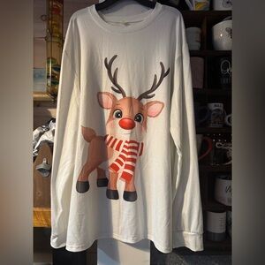 Reindeer Graphic Long Sleeve Shirt Mens 3X Christmas Holiday